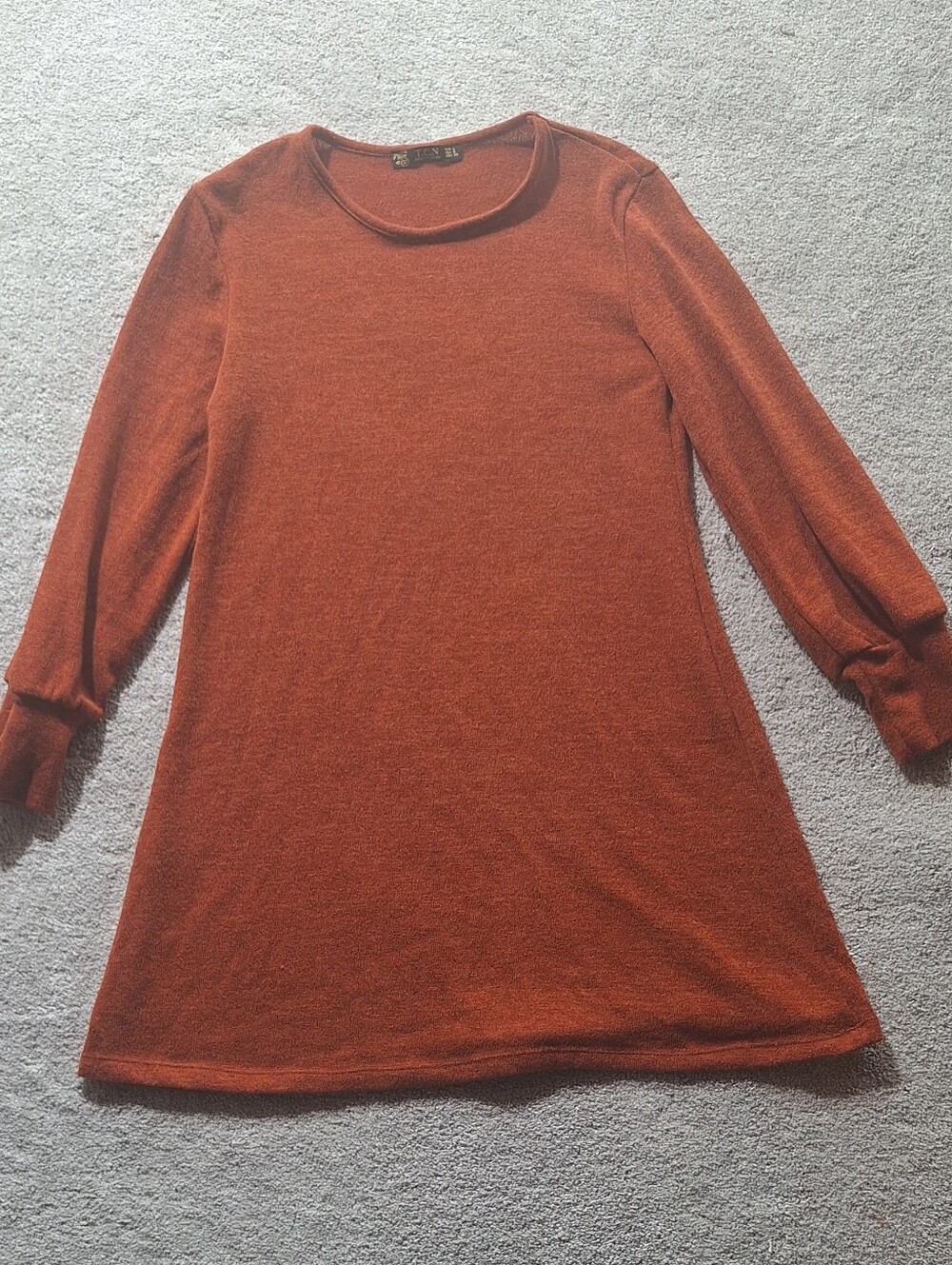 TCN Womens Size S Rust Orange Knit Tunic Dress Long Sleeve Lightweight